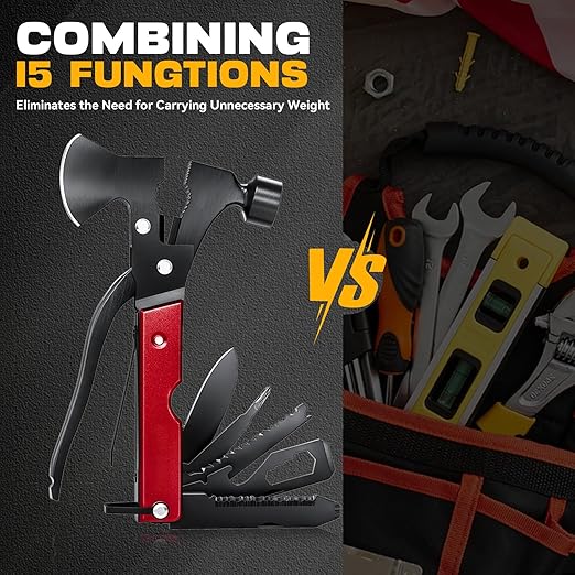 Gifts for Men, 15 in 1 Multitool Axe for Camping Hunting Hiking, Christmas Gifts for Dad, Husband, Him, Stocking Stuffers for Men Him Husband Boyfriend