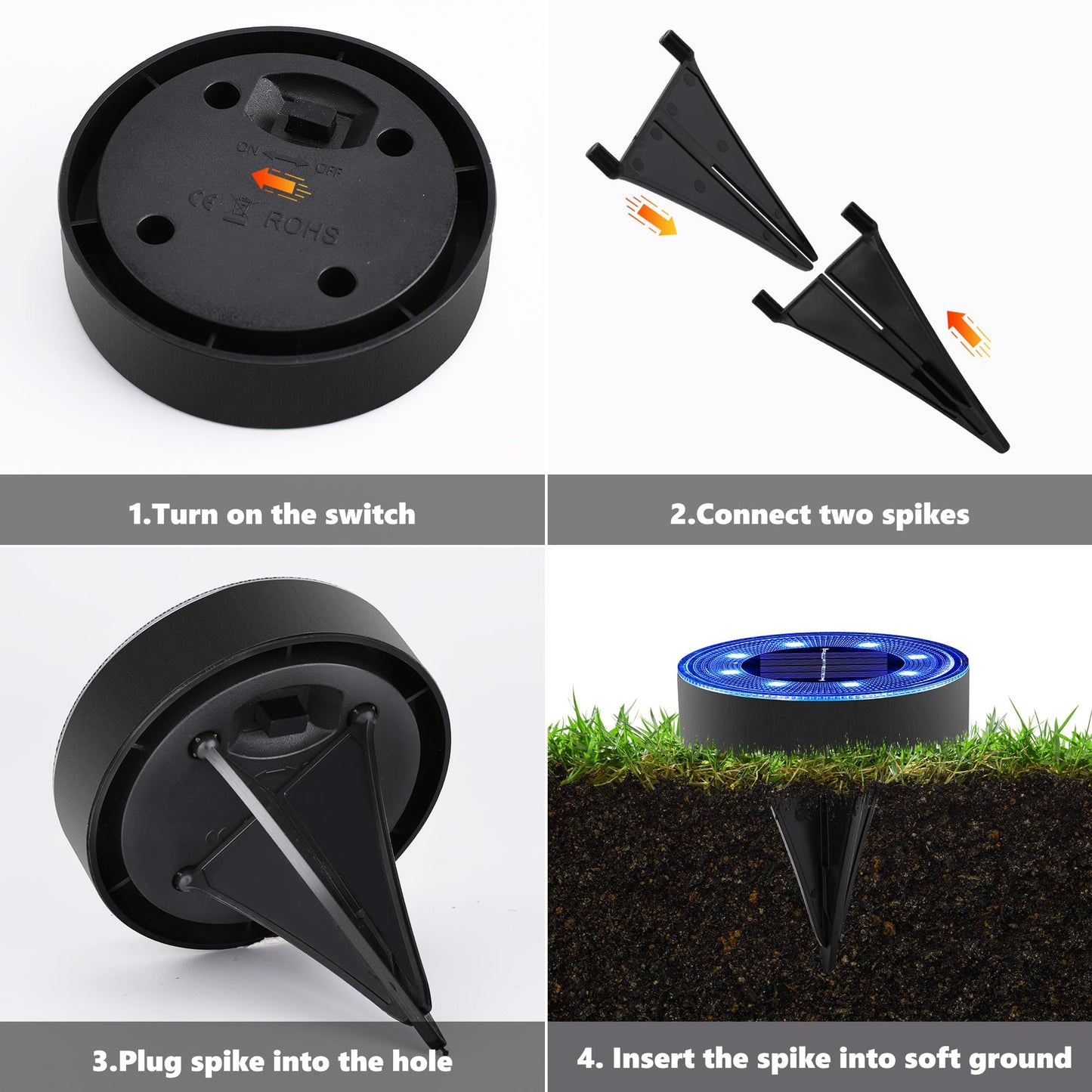 Joomer Solar Ground Lights, 16 Pack 8 LED Solar Lights Outdoor IP68 Waterproof Disc Light In-Ground Landscape Lighting Outdoor for Patio Pathway Lawn Yard Driveway Walkway (Blue)