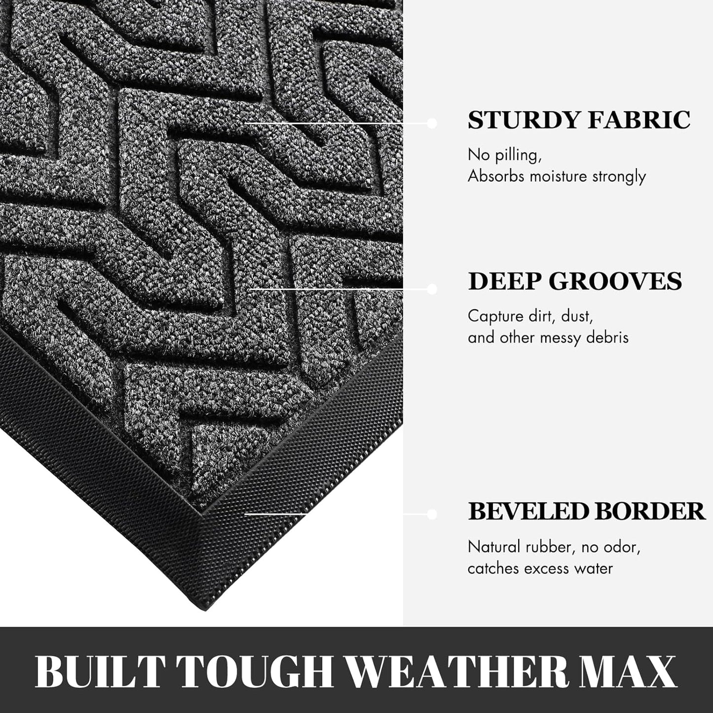 Yimobra 72x24 Indoor Outdoor Runner Rug, Heavy-Duty Entrance Mat for High Traffic Areas, Commercial Grade Welcome Door Mat, Easy Clean Mix Grey
