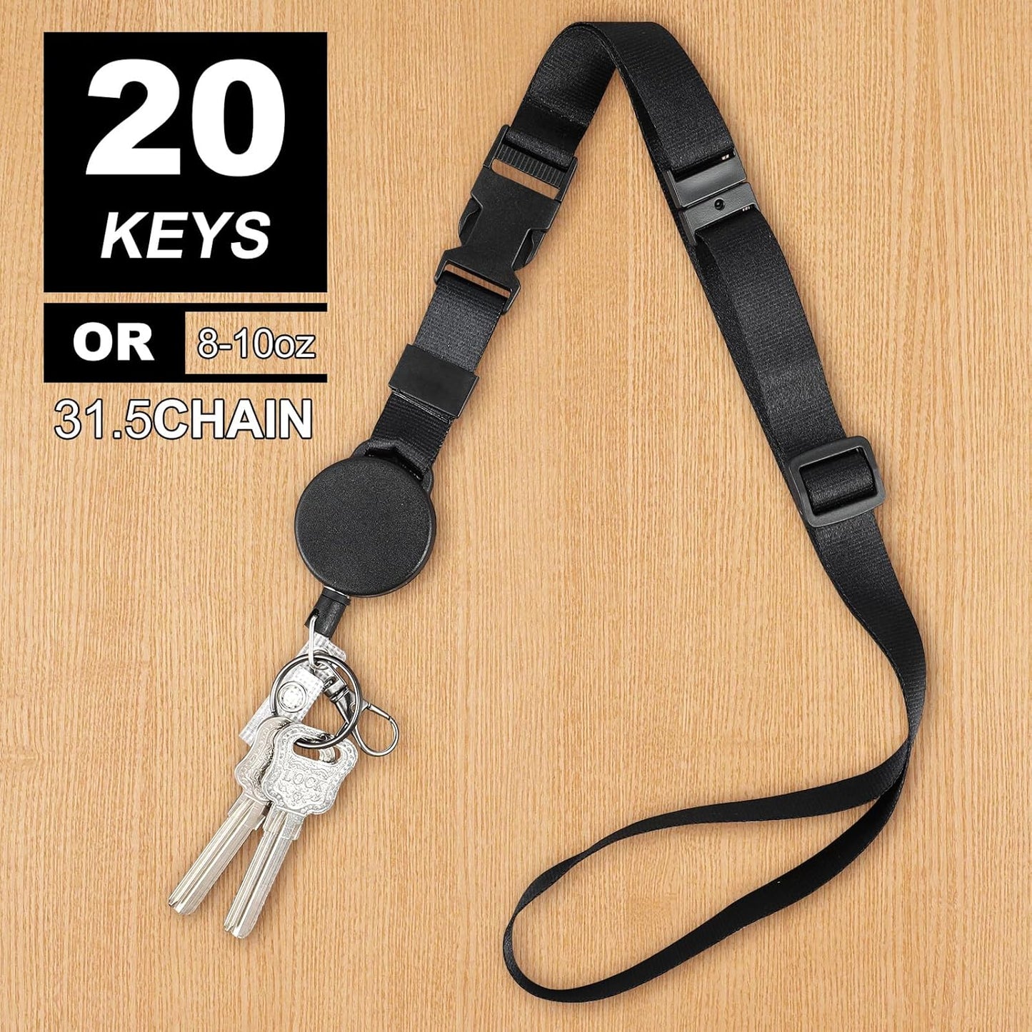 DELSWIN Heavy Duty Retractable Lanyard - 2 Pack Breakaway Lanyards for ID Badges Keys, Retractable Keychain with Upgraded Badge Reel, Lobster Clip, and Key Ring, 10 oz Retraction