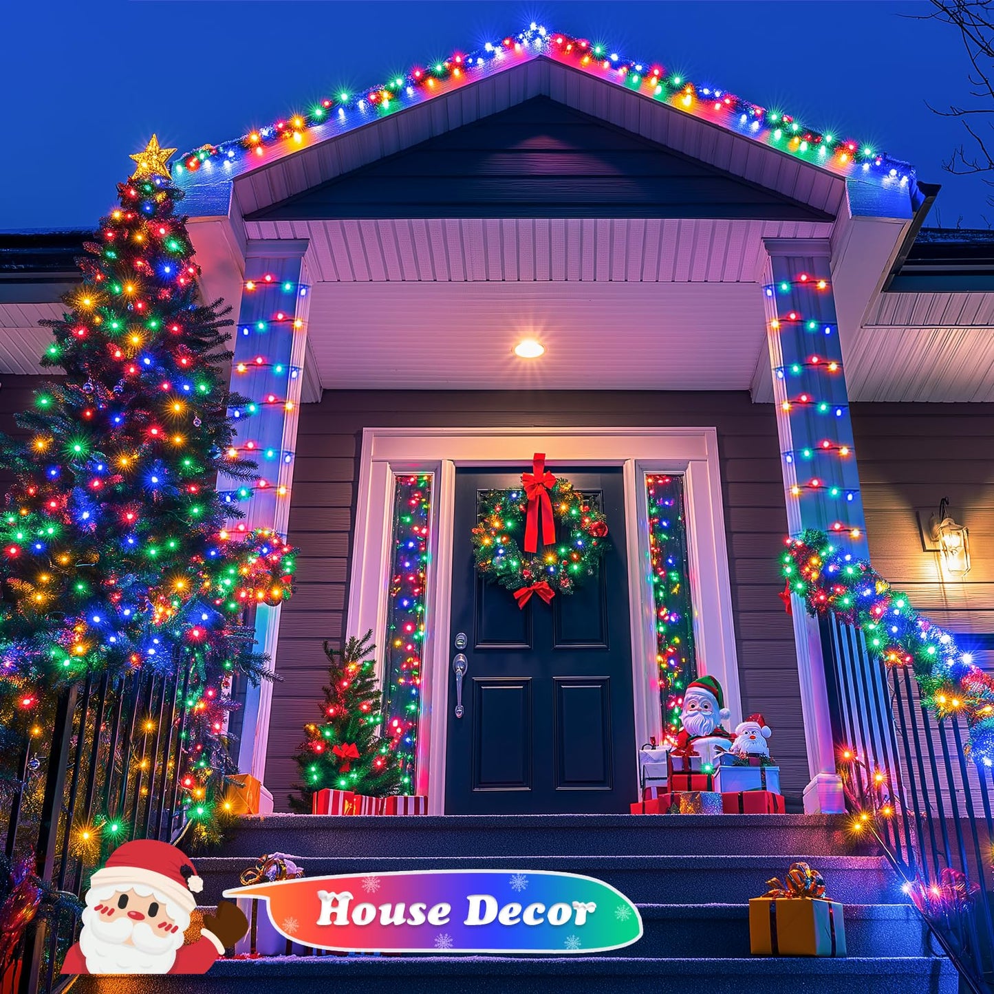 JMEXSUSS 500 LED Christmas String Lights, 173ft, Multicolor, 8 Modes, Plug-in, Waterproof, Green Wire