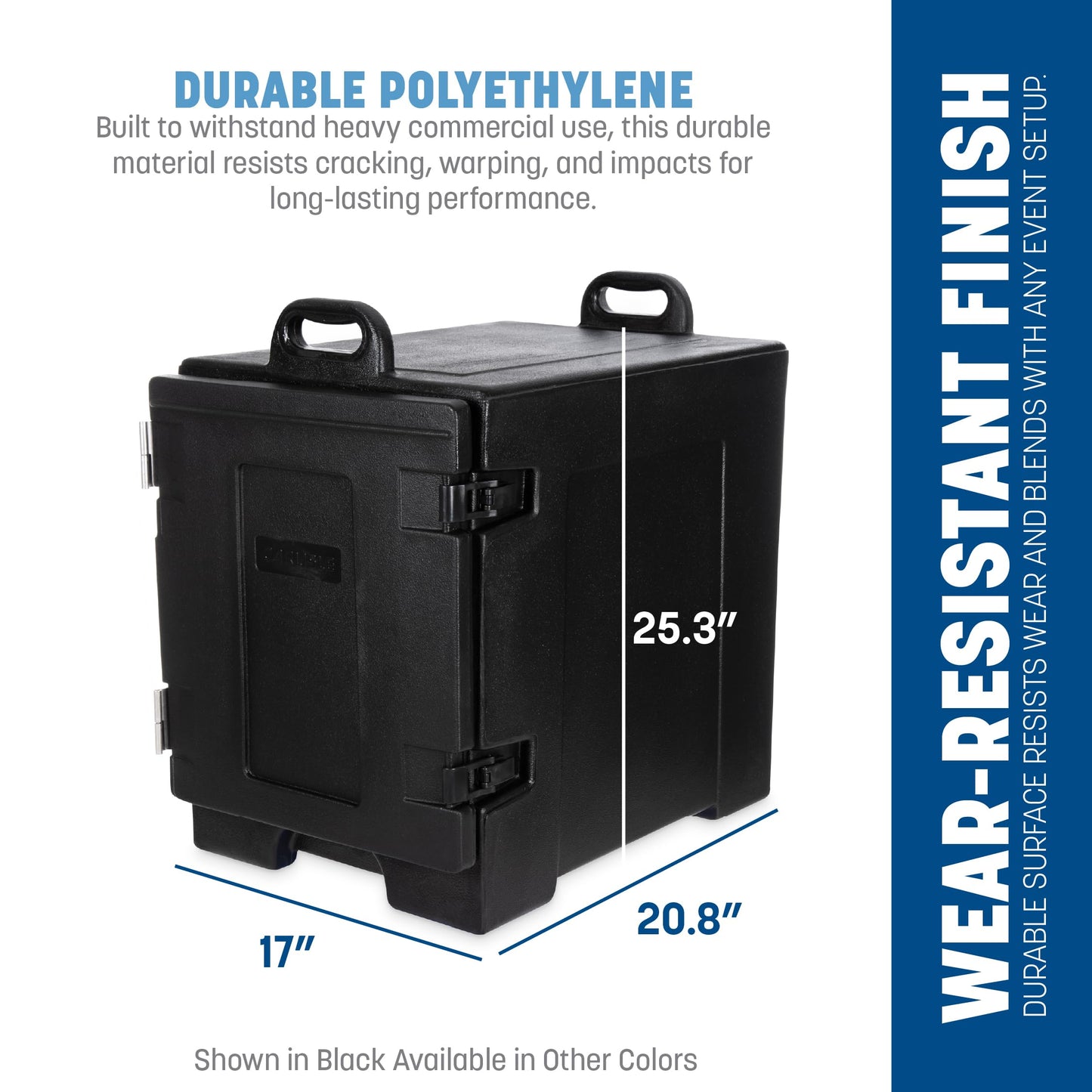 Carlisle FoodService Products Insulated Food Pan Carrier and Warmer, Front-Loading with Handles, Holds 5 Full or 10 Half 2.5" Pans (Sold Separately) with Rugged PE Shell and PU Insulation, Black