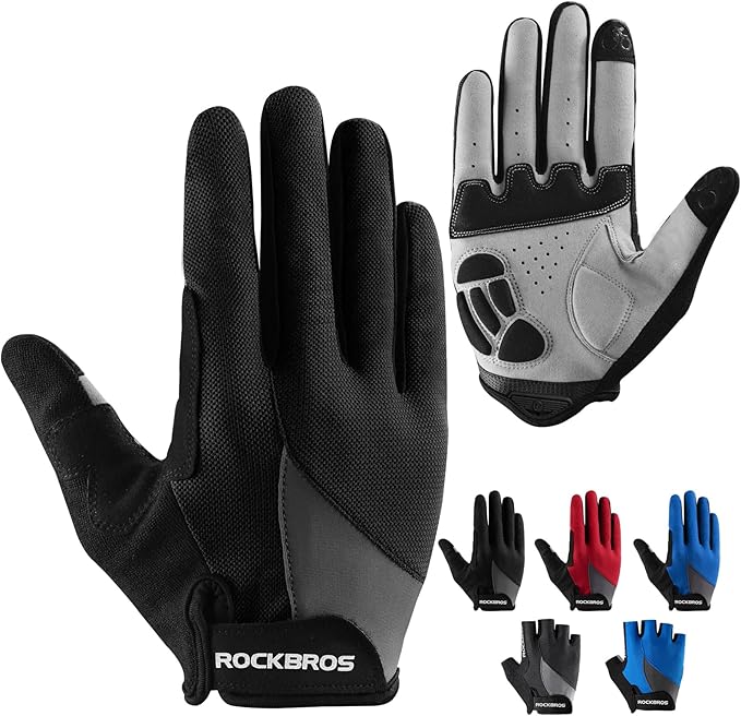 ROCKBROS Cycling Gloves for Men Women - Breathable Gel Pad Road Mountain Bike Gloves - Touch Screen Anti-Slip MTB Gloves f...