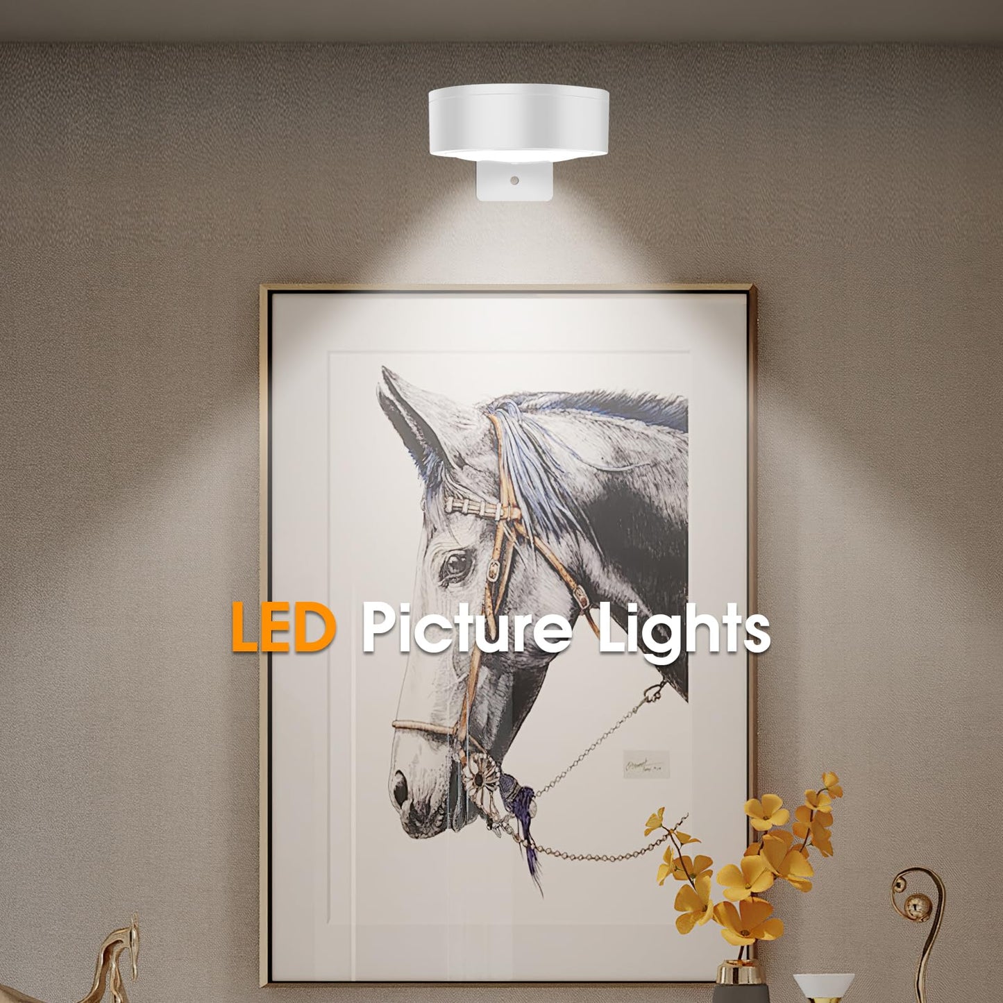 SIXDEFLY Picture Lights, Battery Operated LED Art Display Light, 3 Modes, Remote Control, 3 Pack, White