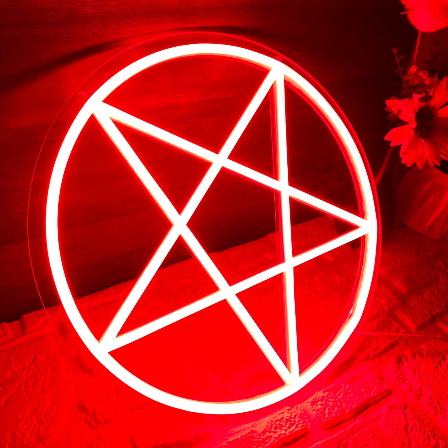 Allball Satanic Pentagram Neon Sign  Dimmable Led Gothic Pentagram Neon Light  Usb Powered For Home Bedroom Dorm College Party Christmas Gifts(13 * 13In)