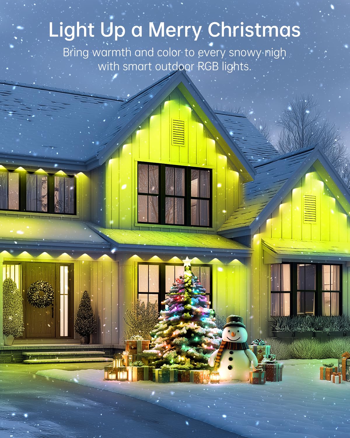lemonrole 100FT Outdoor RGB Eaves Lights - App Control, IP67 Waterproof, Multicolor, Model 3030