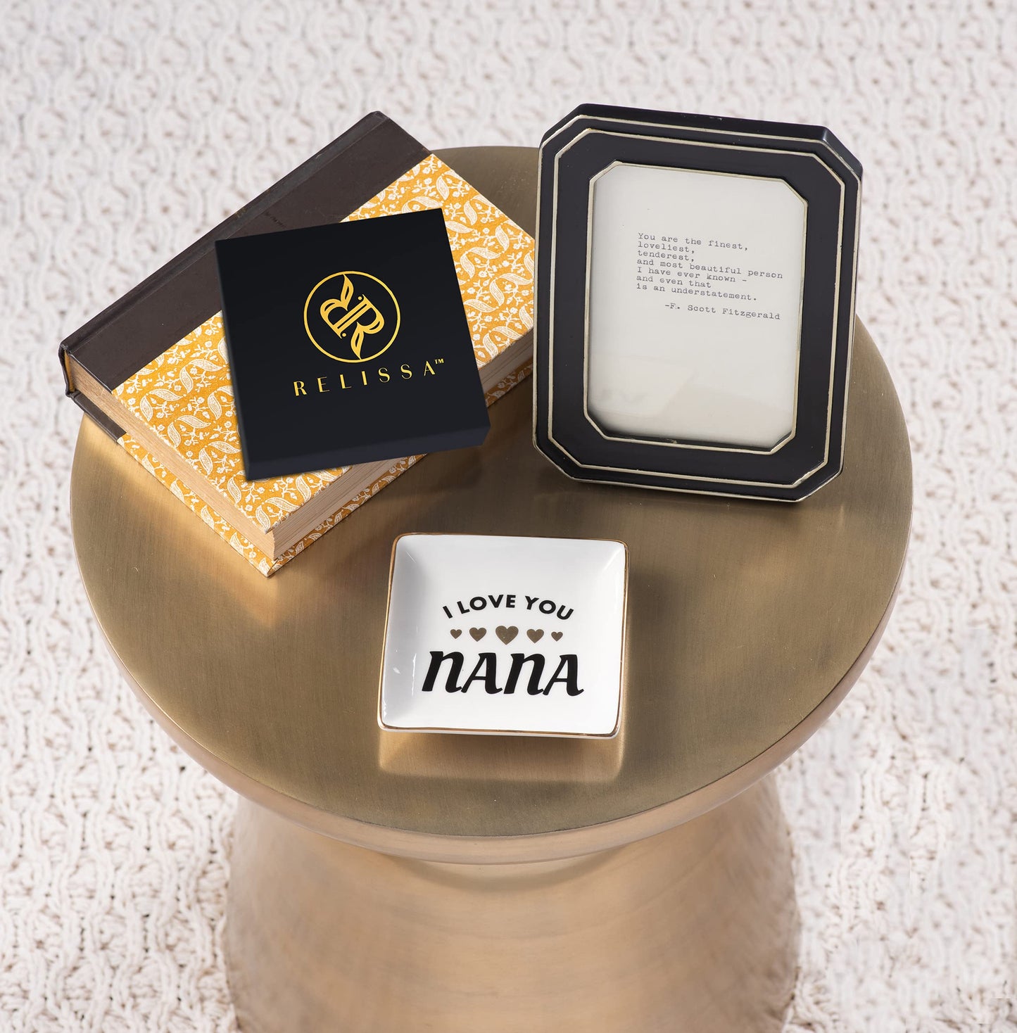 RELISSA Gifts for Grandma - Jewelry Tray Trinket Dish, I Love You Nana Valentine & Mother's Day Gift