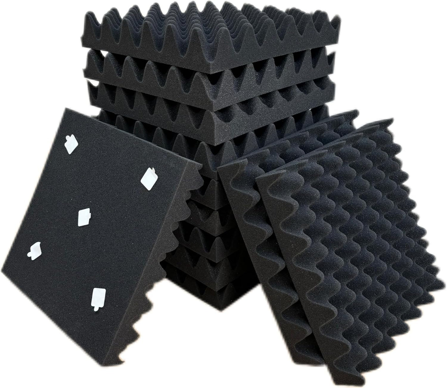 Egg Crate Foam Sound Proof Foam Panels for Walls，2"X12"X12"inch Studio Foam,Environmentally Friendly Flame Retardant Acoustic Foam，Upgraded high-Density Sound Foam（24 Pack Black）