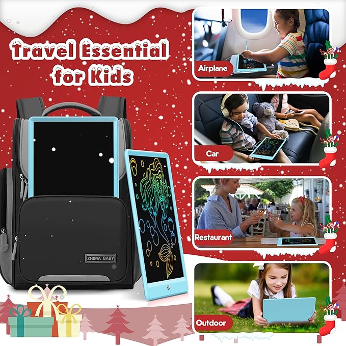 FLUESTON LCD Writing Tablet, Doodle Board Toys Gifts for 3-8 Year Old Girls Boys, 10 Inch Colorful Electronic Board Drawing Pad for Kids, Christmas Gifts for Toddler Educational Learning Travel, Blue