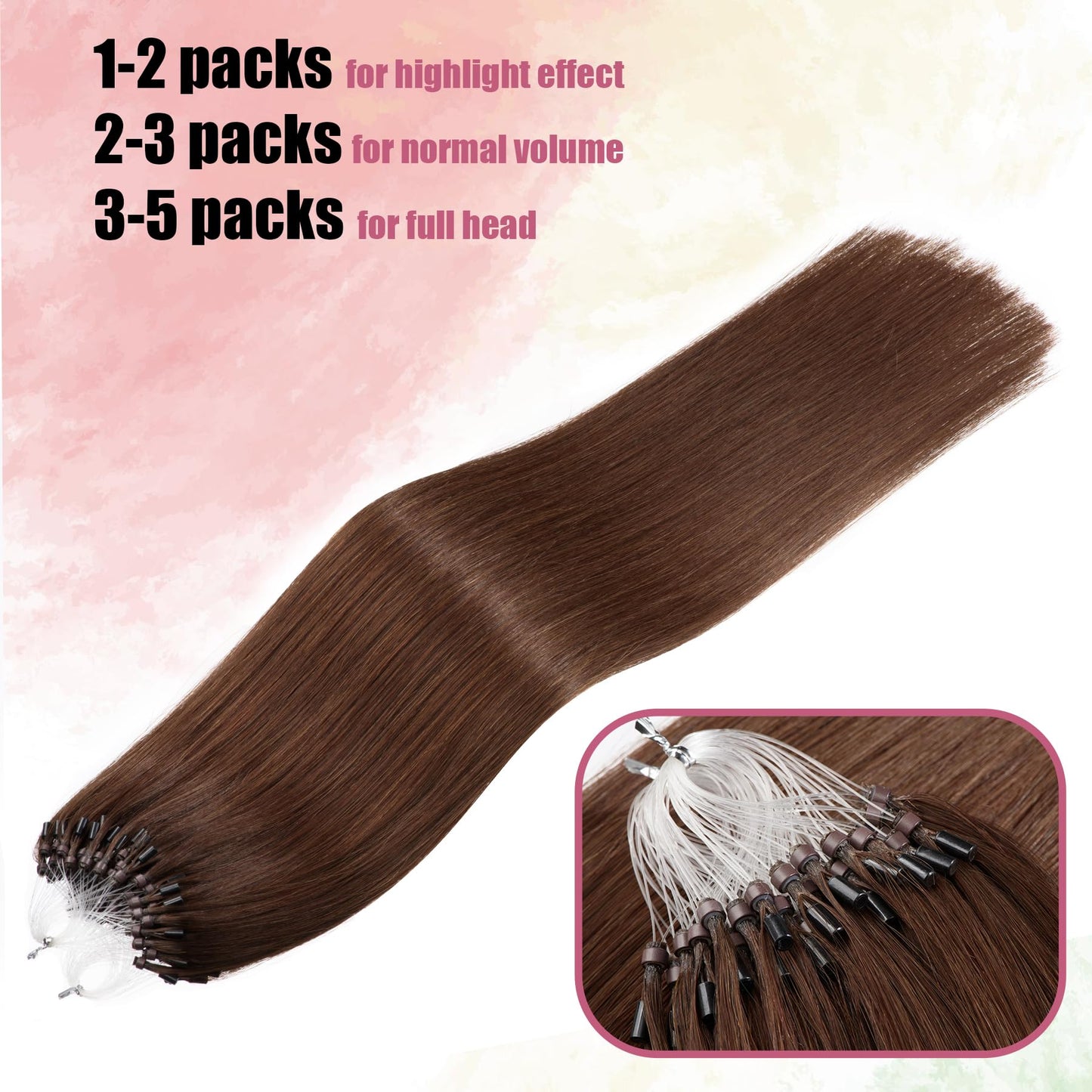 Kpvxxve Micro Bead Hair Extensions Real Human Hair Chocolate Brown Micro Link Hair Extensions Human Hair 18 Inch Micro Ring Huma