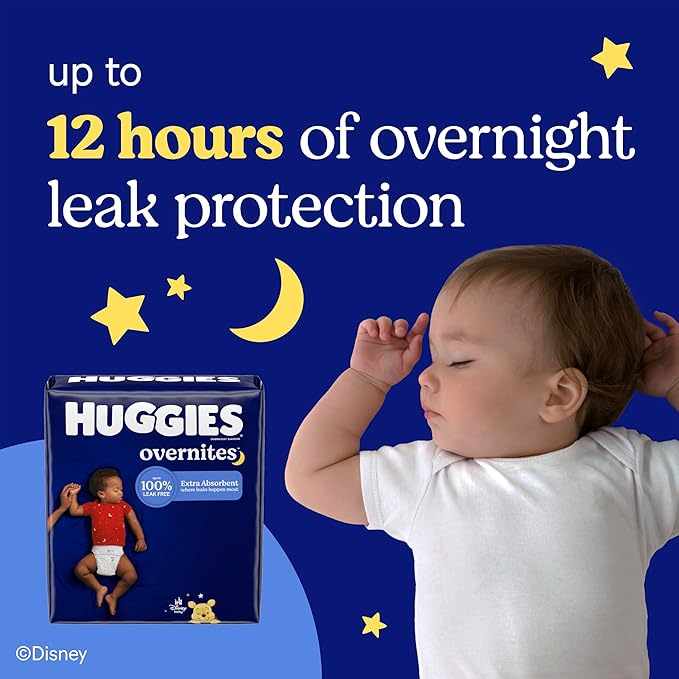 Huggies Overnites Size 4 Overnight Diapers (22-37 lbs), 58 Ct, Packaging May Vary