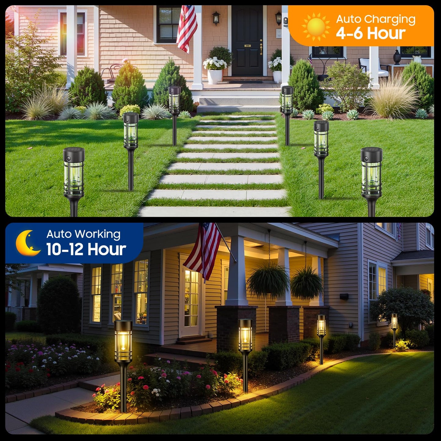LETMY Solar Pathway Lights Outdoor, 2 Pack Solar Lights Outdoor Waterproof IP65, Bright Solar Garden Lights Outdoor, Auto On/Off Outdoor Solar Lights for Yard Walkway Driveway Landscape Garden Decor