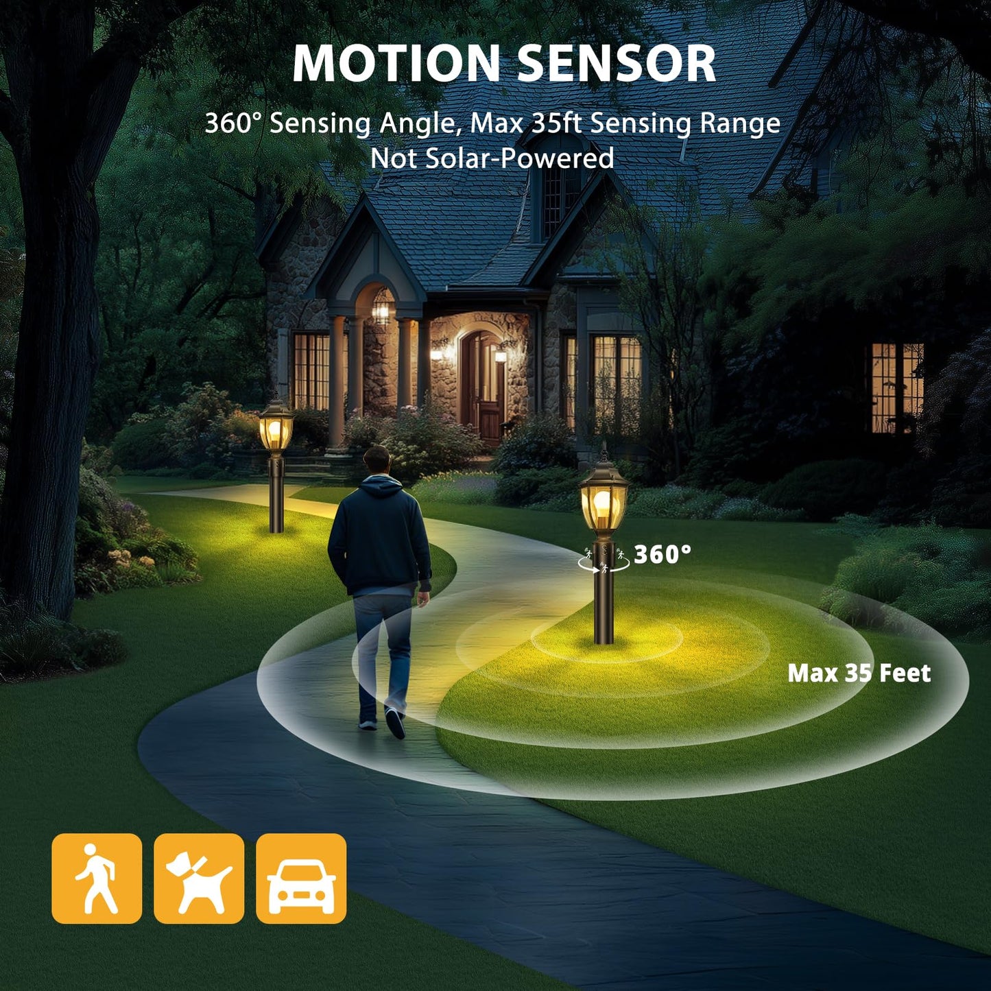 Lamomo 2 Pack Motion Sensor Outdoor Post Lights  Dusk To Dawn Lamp Post Light Fixture  Waterproof Aluminum Lamp Posts Outdoor Lighting Pole Lantern For Yard Patio Pathway Garden