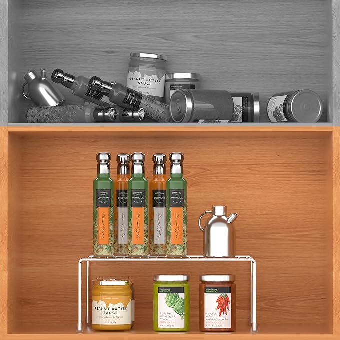 iPEGTOP Set of 6 Kitchen Cabinet Shelf Organizer, Medium (13 x 9.4 Inch) Bathroom Cabinet Organization Wire Shelf Rack, Rustproof Storage Space Saver Shelves for Countertops Pantries Utensils