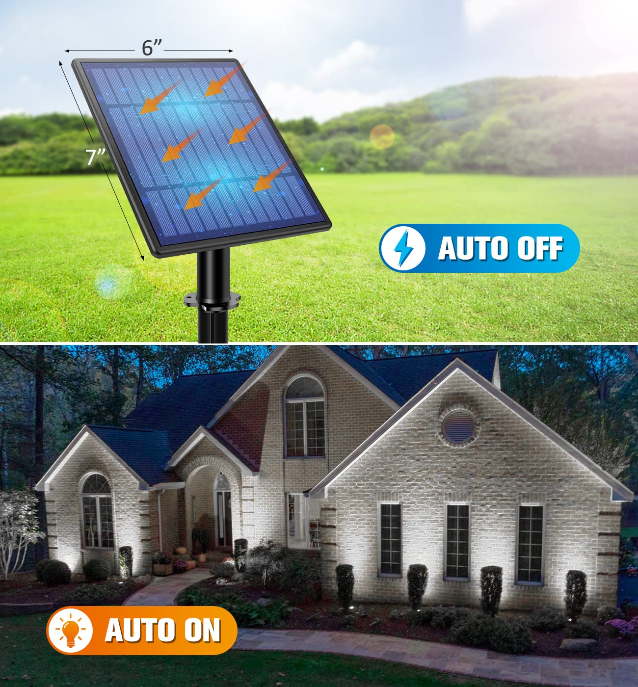 APONUO Solar Spotlights - Solar Powered Landscape Lights, IP65 Waterproof, 16.4ft Cable, Cool White, 2-IN-1, Outdoor Garden Yard