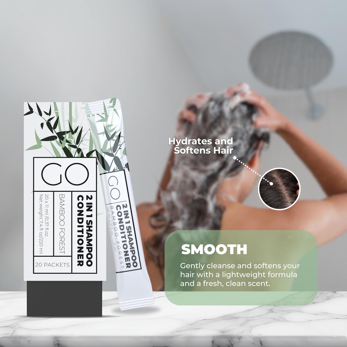 GO Essentials Travel Size Shampoo and Conditioner Set of 80 - 2 in 1 Single Use Travel Shampoo and Conditioner (Sulfate Free) -