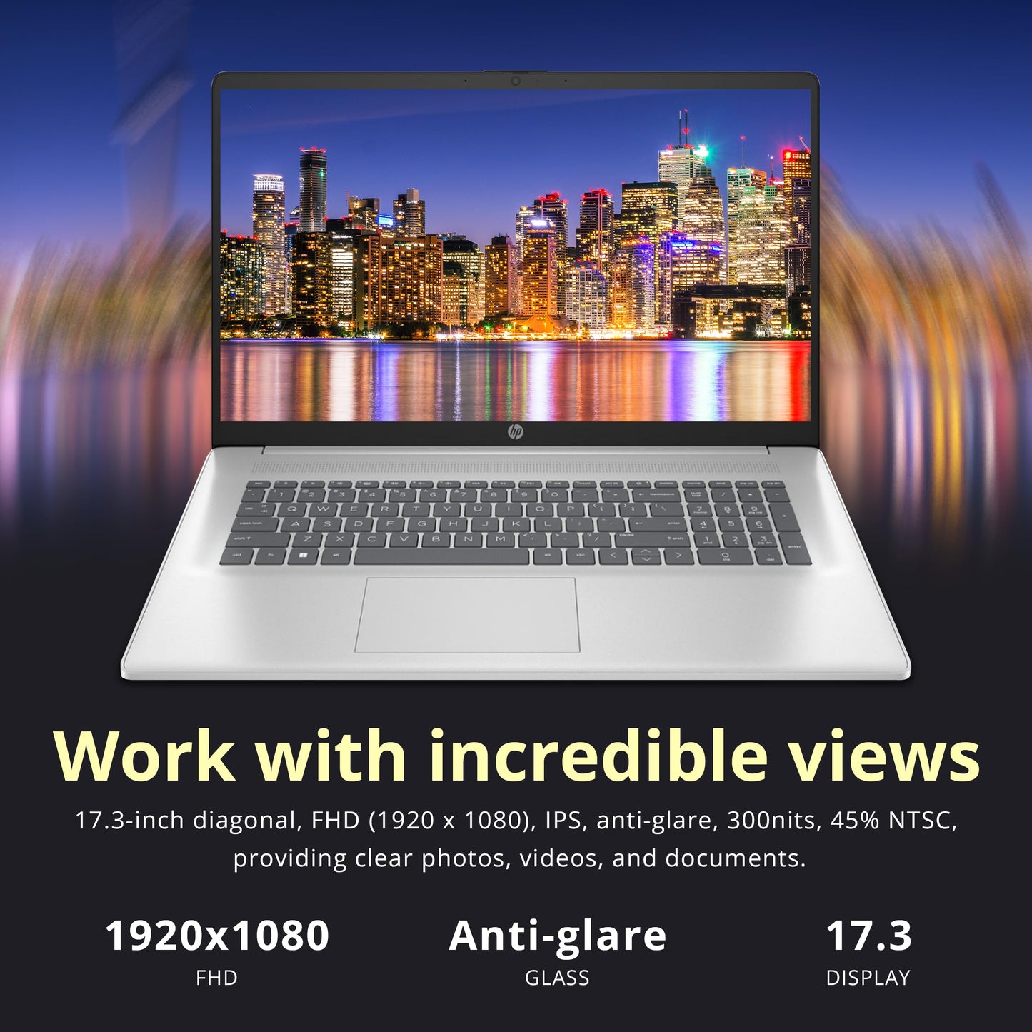 Hp 17.3 Full Hd Laptop, Intel I3-1215U Processor, 16Gb Ram, 512Gb Pcie Ssd, Intel Uhd Graphics, Numeric Keypad, 720P Hd Webcam,