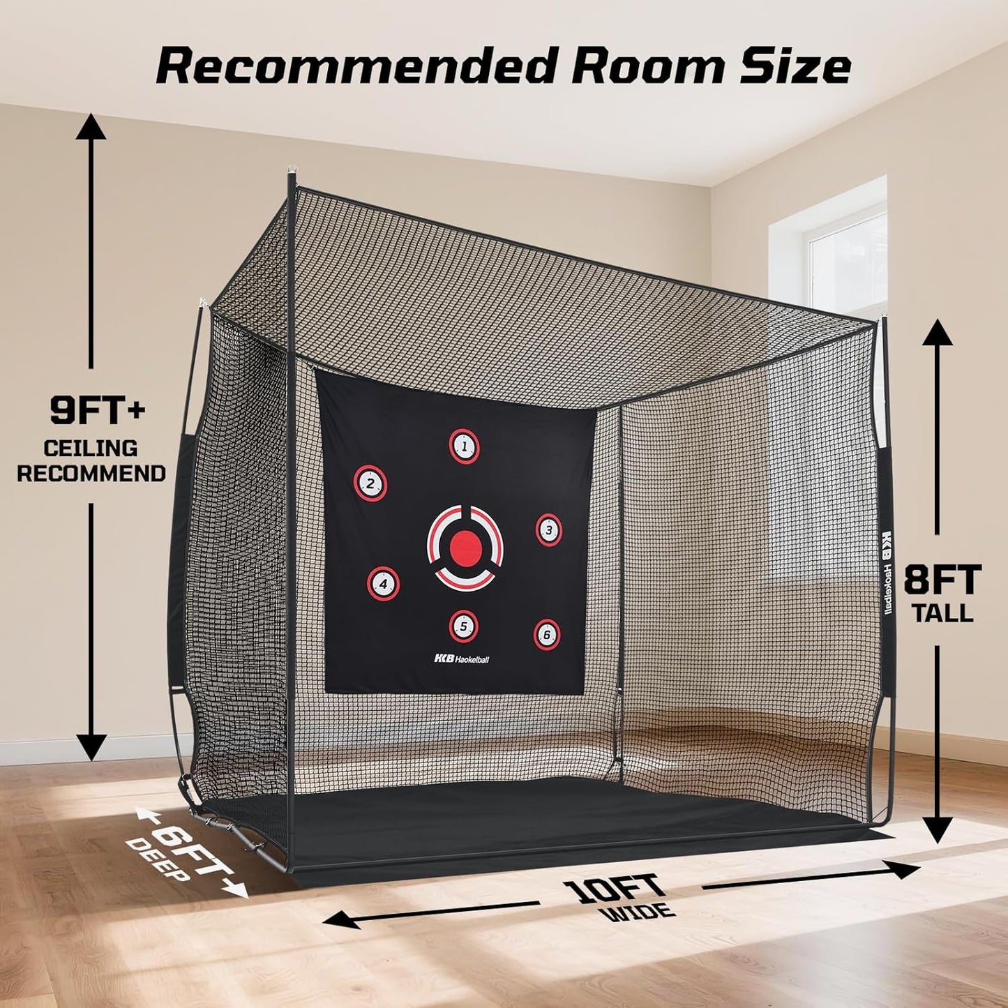 Haokelball Golf Practice Hitting Net for Driving Real Balls, Indoor Chipping Swing Training Nets with Impact Target, 10x7.5ft Heavy Duty Netting with Carry Bag for Backyard Outdoor Use