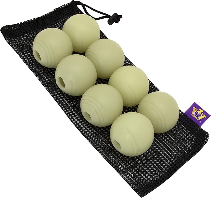 Chew King by Mammoth Glow-in-the-Dark Dog Fetch Balls (8-Pack), Lattice Rubber Balls for Night Play, High Bounce Fetch Toy...