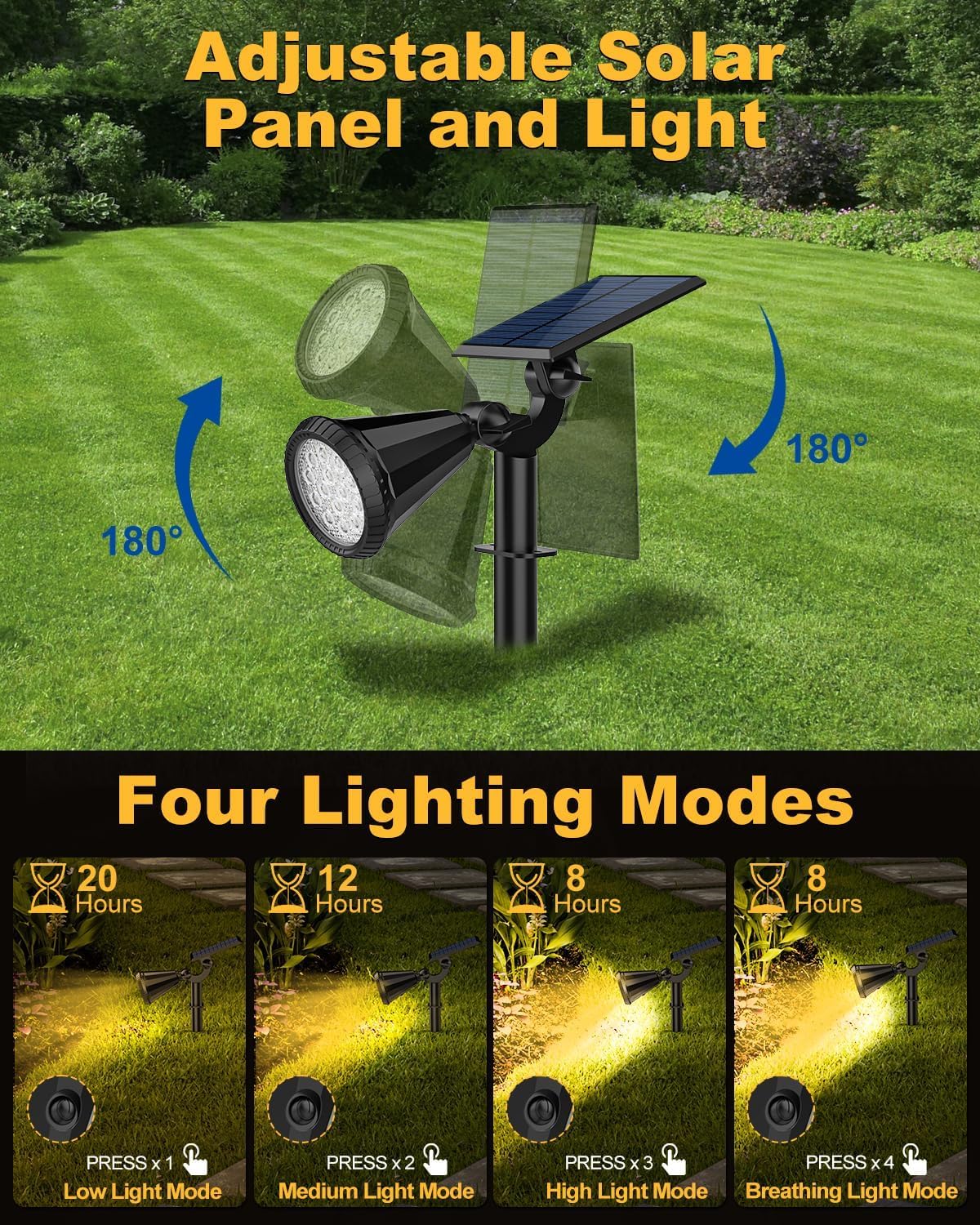 Fratink Solar Spot Lights Outdoor  10 Pack Outdoor Solar Lights For Yard  4 Lighting Mode Solar Landscape Spotlights With Auto On/Off  2-In-1 Waterproof Wall Lights For Garden  Walkway (Warm White)