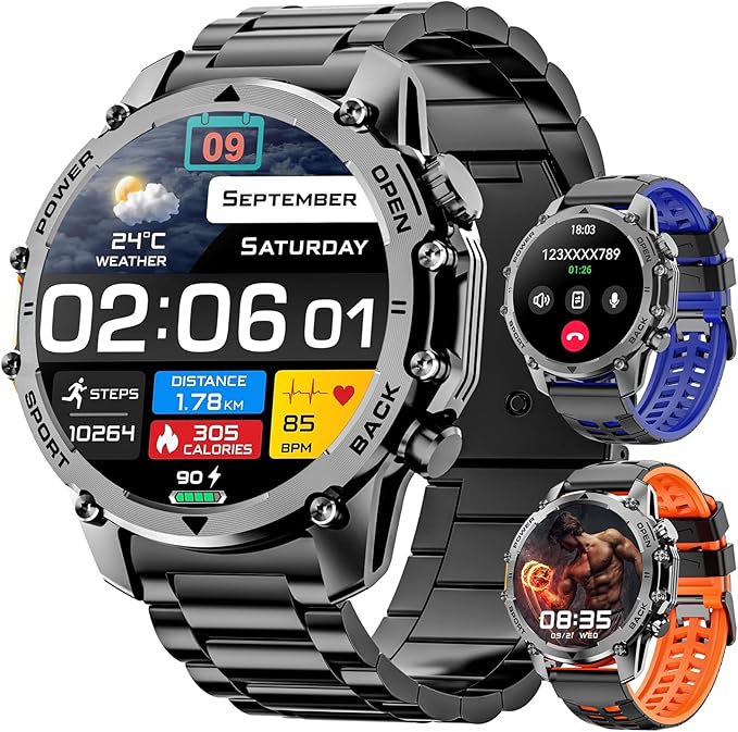Hwagol Smart Watches for Men(Two Style Kits) Military Watch for Men with Heart Rate/Sleep Monitor/Calls/Notifications/100+...