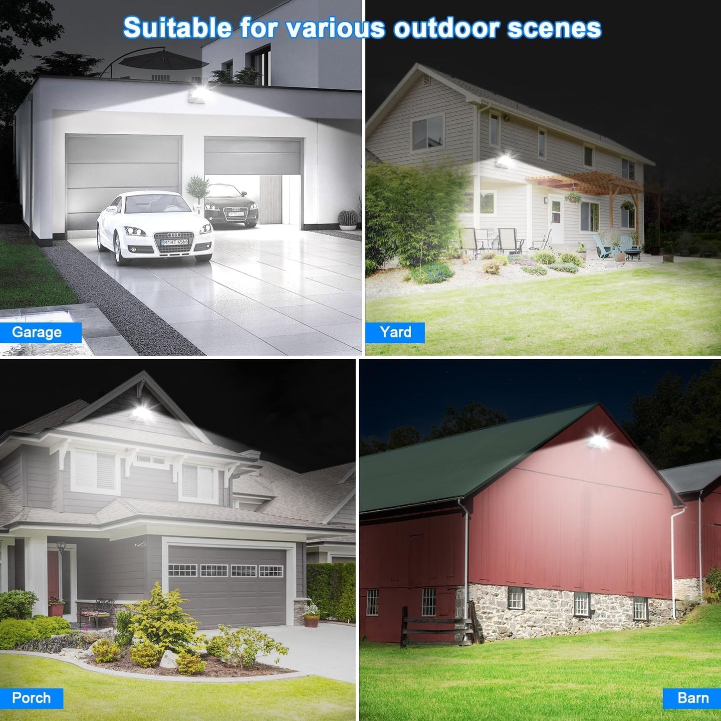Ledmo 150W Led 360 Rotatable Flood Lights  Outdoor Adjustable Head Exterior Lighting Fixture  5000K Waterporof Commercial Security Wall Pack For Yard  Garage  Barn  House  4 Pack