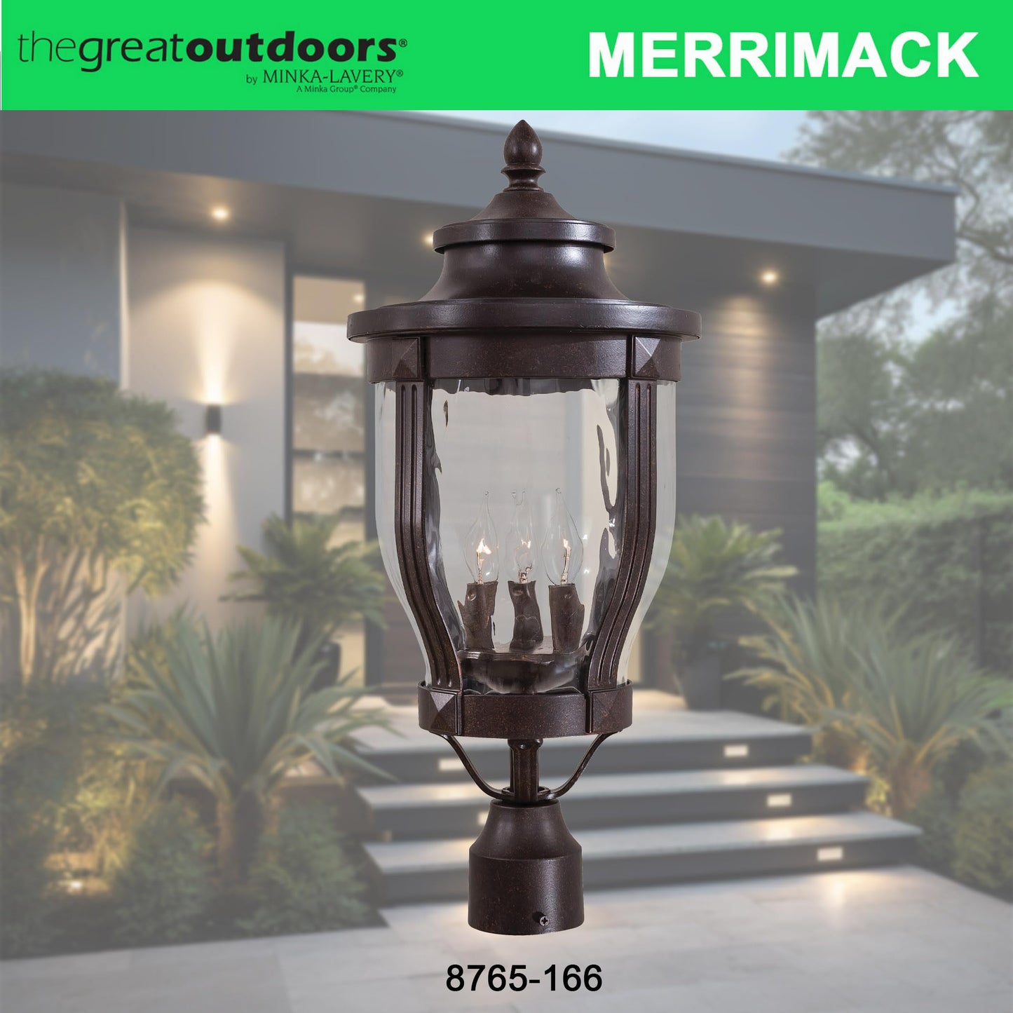 Minka Lavery Outdoor Post Light 8765-166, 23 Cast Aluminum Fixture, 180W, Corona Bronze