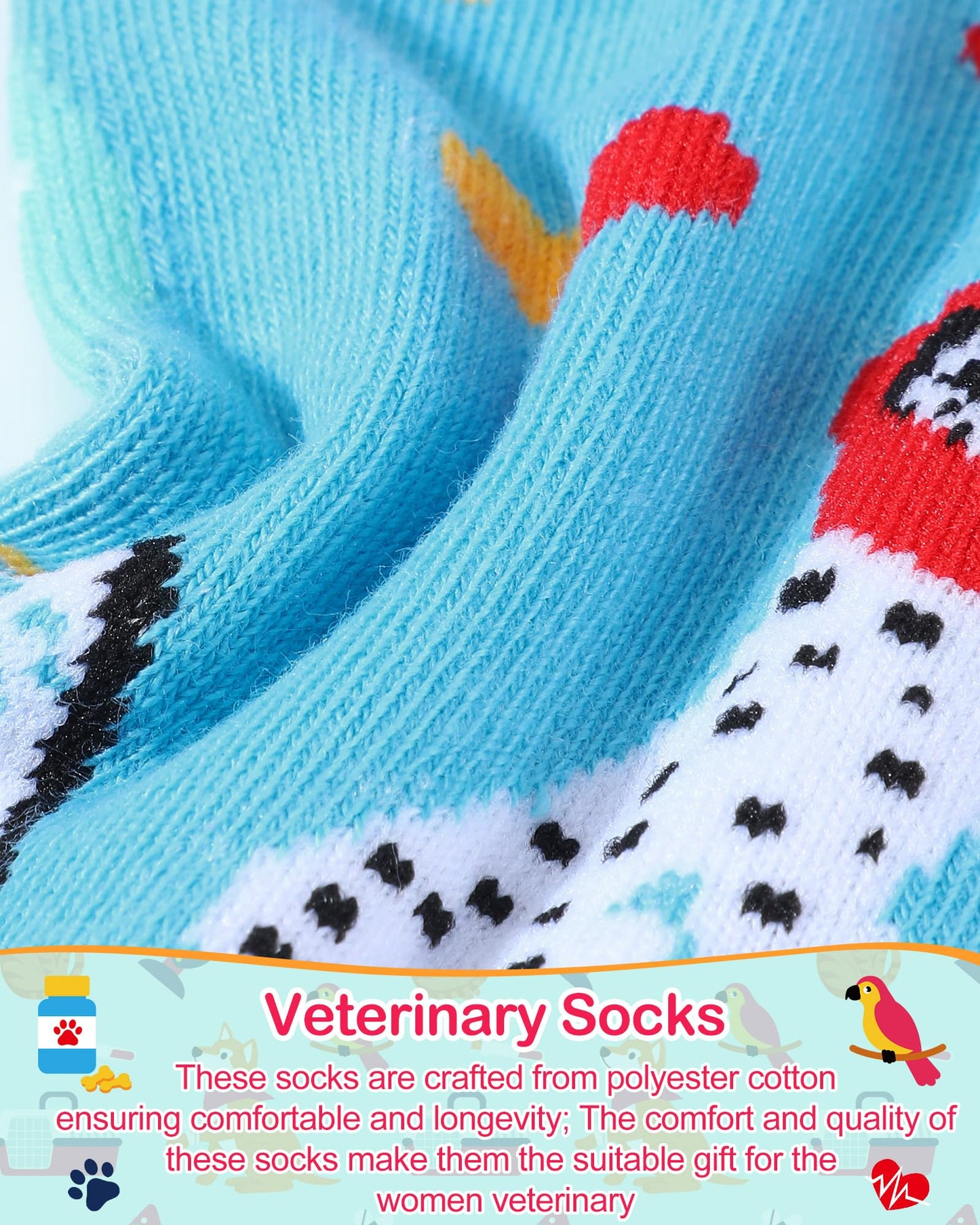 Skicuff 6 Pairs Veterinary Socks for Women Men Novelty Veterinarian Cotton Crew Socks Veterinary Week Gift for Pet Doctor Vet Tech