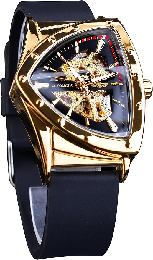 FORSINING Skeleton Watches for Men, Automatic Mechanical Watch with Triangle Dial, Luminous Self Winding Watches Stainless...