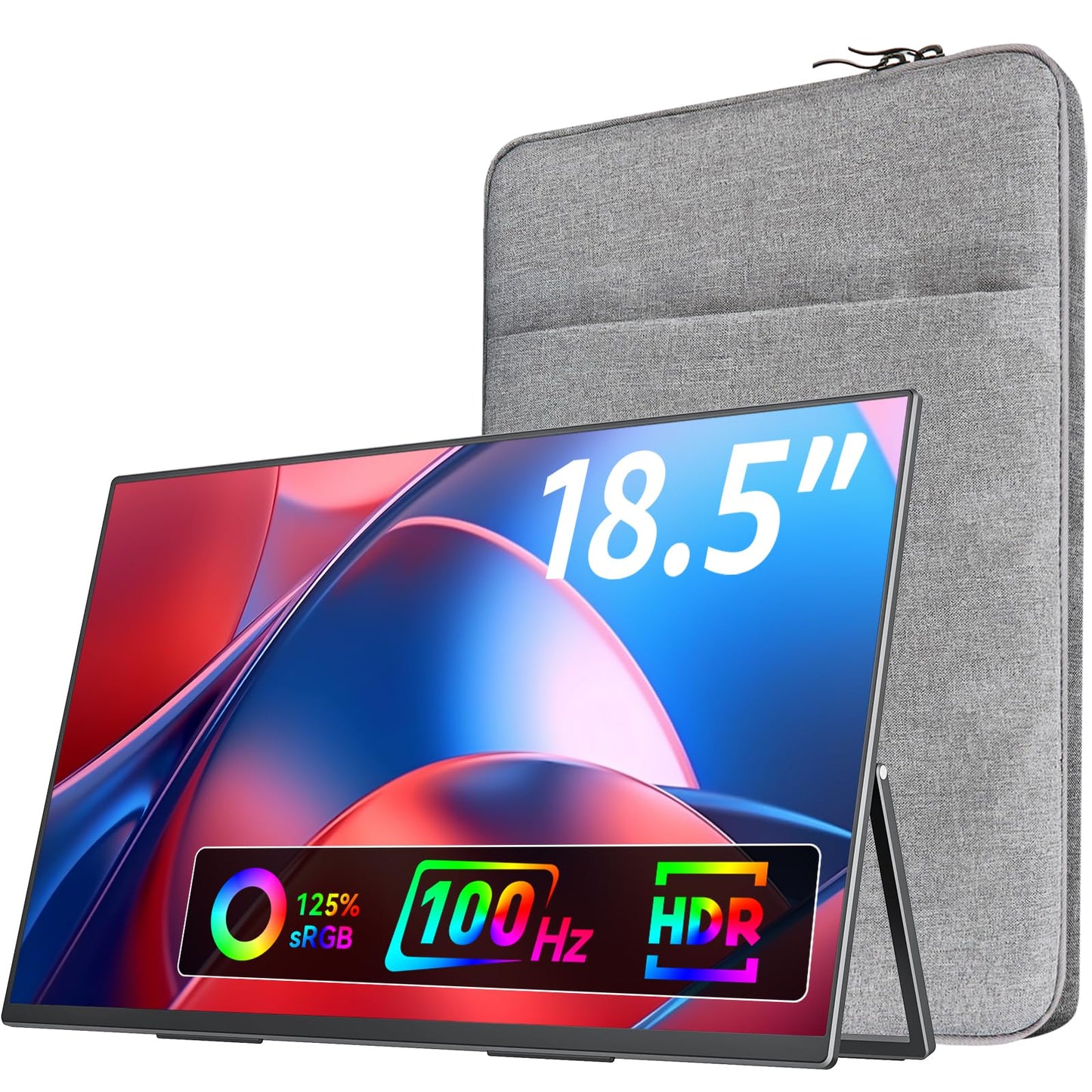 Visionowl Large Portable Monitor-18.5 Inch Computer Gaming Display 100Hz 125% Srgb Fhd 1080P Usb-C Hdmi Ips Screen For Laptop Ma