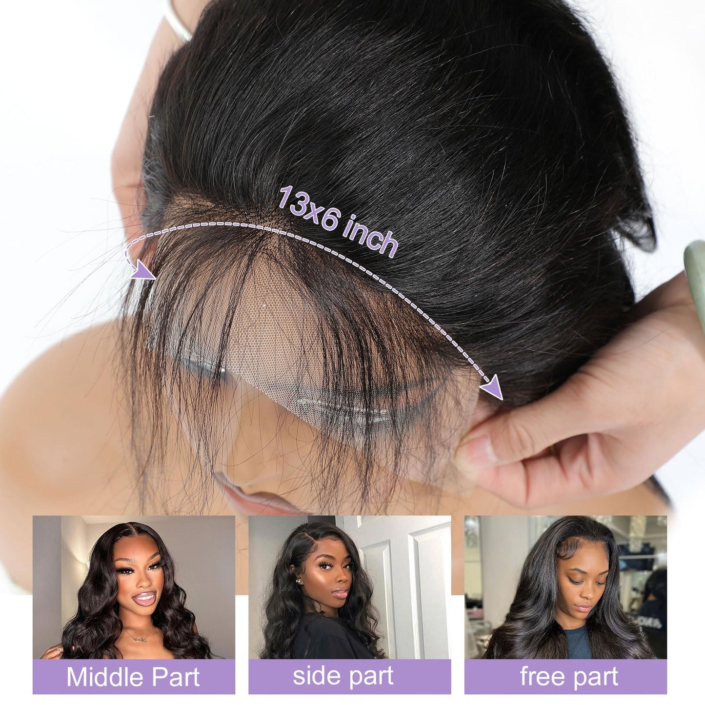 DSEKCAIN HD Frontal 13x6 Lace Frontal HD Lace Body Wave 20 Inch Transparent 13x6 Closure 100% Real Human Hair Ear to Ear Big Spa