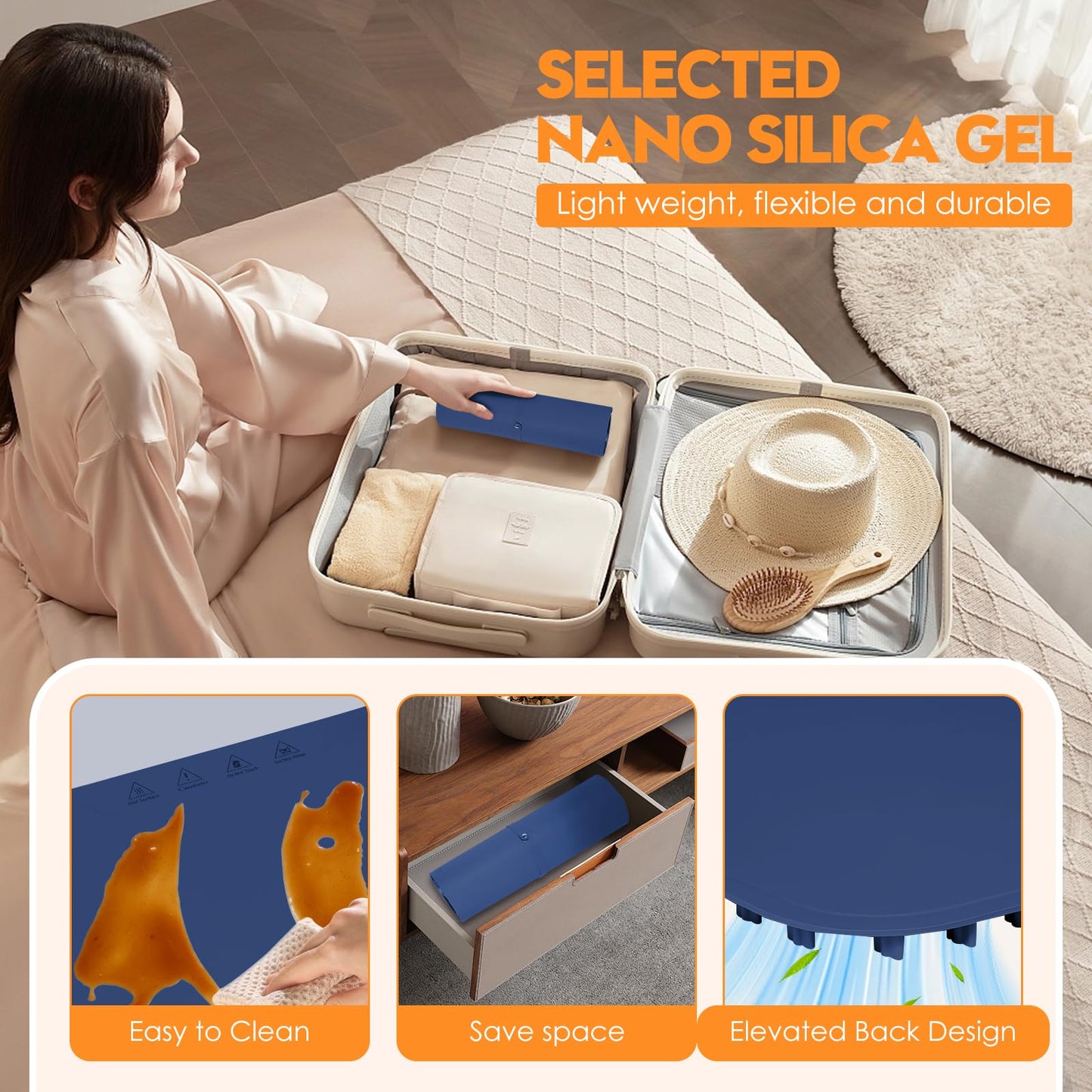 Silicone Warming Mat for Food, Fast Full Surface Heating Electric Warming Tray, 9 Level Temperature Adjustable Warming Kitchen Mat, Roll Up Food Warmer Mat for Countertop, Party, Travel