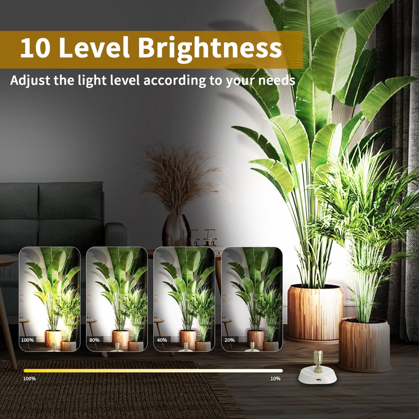 LEASTYLE LED Wireless Spotlights, RGBW Rechargeable Up Lights, 16 Color Options, Dimmable Accent Light, White+Gold, 2 Pack