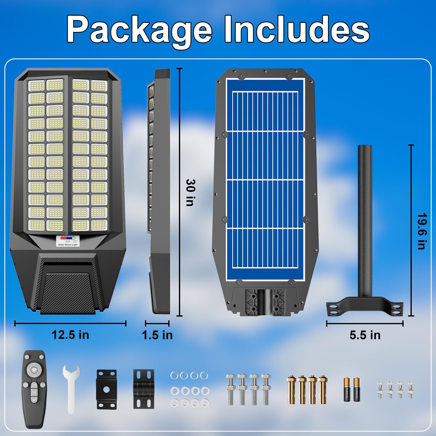Loyoele Utral-Large Solar Street Light  Flood Lights Outdoor Waterproof Motion Sensor Led Lights Dusk To Dawn With Remote  Solar-Powered Parking Lot Light Commercial Area Lighting