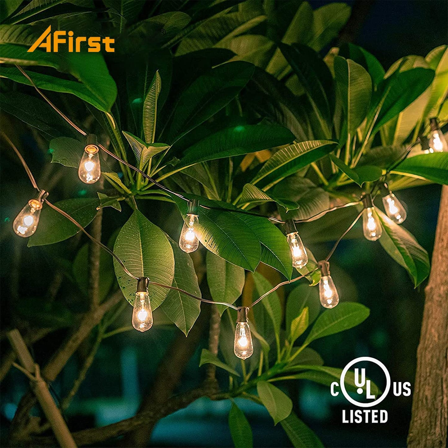 Afirst 20Ft Outdoor String Lights - 22 Edison Bulbs, Waterproof Black Bistro Lights For Patio, Backyard, Party, Wedding
