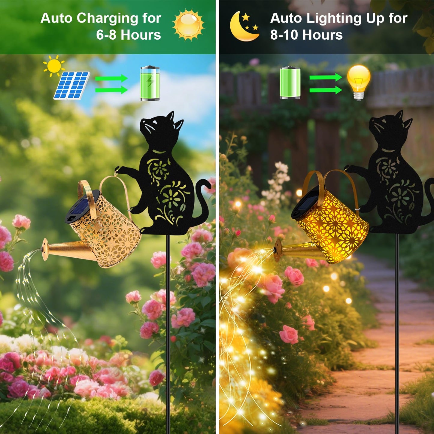 Solar Watering Can Lights  Cat Hanging Lantern Solar Lights Outdoor  Cat Lover Gifts For Mom Women Birthday MotherS Day Christmas  Waterproof Garden Decor Outside Patio Yard Pathway Backyard