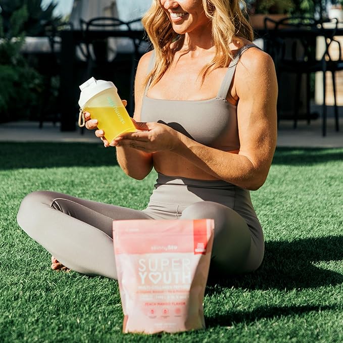SkinnyFit - Super Youth, Peach Mango (28 Servings) - Multi Collagen Peptides Powder - Probiotics, Fiber, Hyaluronic Acid - Collagen for Women - Non GMO, Gluten Free, Sugar Free - Beauty & Self Care