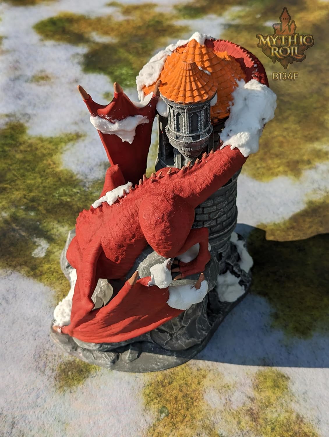 Dragon 3D Printed Dice Tower - Mythic Roll Collection - Unchained Games - Ascend to New Heights with your Rolls! (17.) Silk-Black & Red)