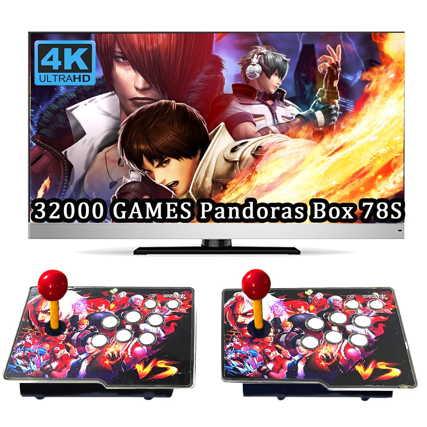 RegiisJoy 32000 in 1 Pandoras Box 78S Retro Arcade Game Console, 4 Player 3D Magical Modified Game, Search Save Delete Cheat Function, Favorite List, One-Button Combo, 128G TF, Separate Console