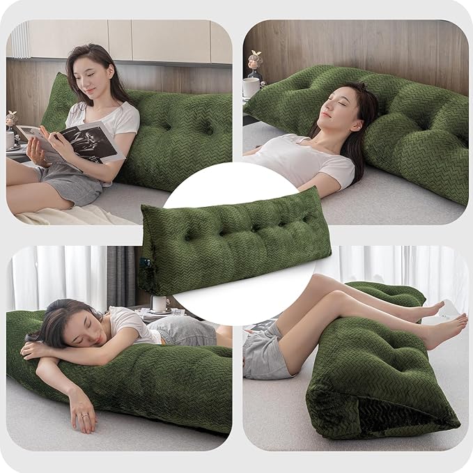 Large Bolster Triangular Headboard Wedge Backrest Positioning Support Bed Rest Reading Pillows Headboard Wedge Pillows for Day Bed Bunk Bed with Removable Cover