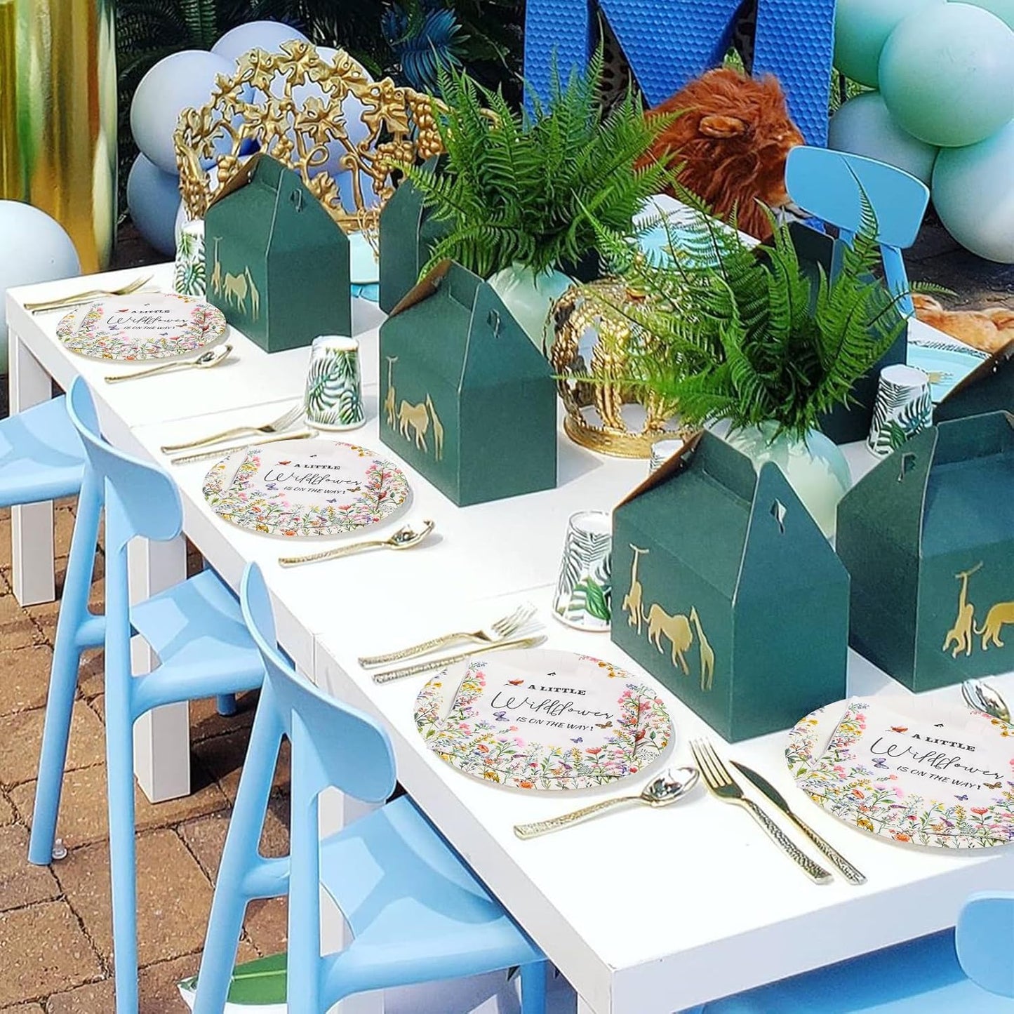 40PCS Wildflower Paper Plates and Napkins Party Supplies, Disposable Floral Party Plates and Napkins Tableware Set for for Spring Summer Baby Shower Birthday Party Decorations Serves 20