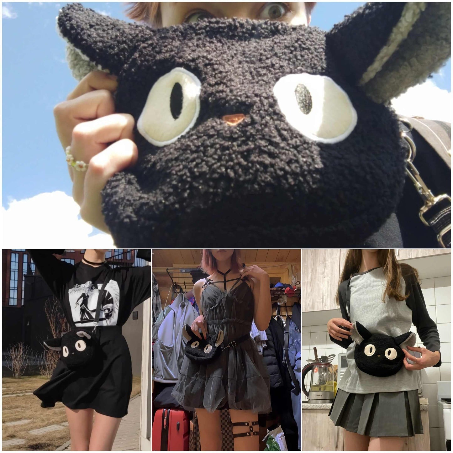 Lefe Liee cute cat purse for girls, kawaii plush anime crossbody bag, cat themed gifts for girls, mini novelty toddler purse for teen, teen trendy stuff, fluffy tote bag