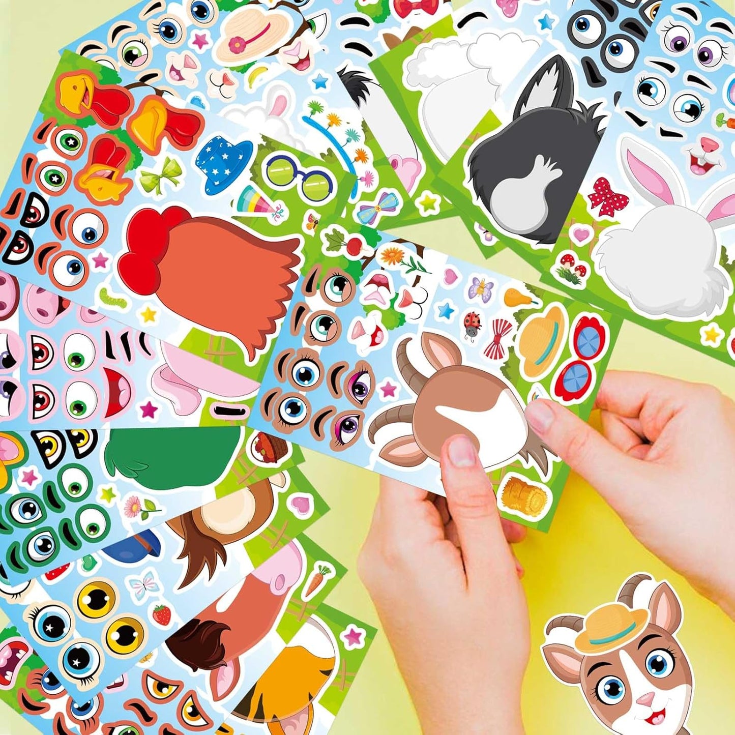 48 Sheets Make a Face Sticker Sheets for Kids, Make Your Own Animal Stickers Party Favors Goodie Bags Stuffers Crafts Activities Gifts for Kids Toddler Birthday Classroom Supplies