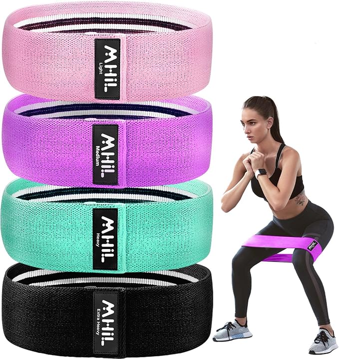 Fabric Resistance Bands for Women & Men – 4 Durable Exercise Bands for Working Out, Non-Slip & Non-Pinching Workout Bands...