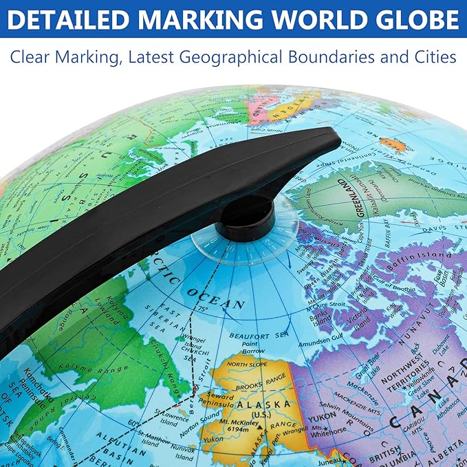 GOCHANGE Classroom Globes Elementary, 13in Political Teaching Globe with Countries & Capitals & State Capitals, Large Globes for Adults & Children