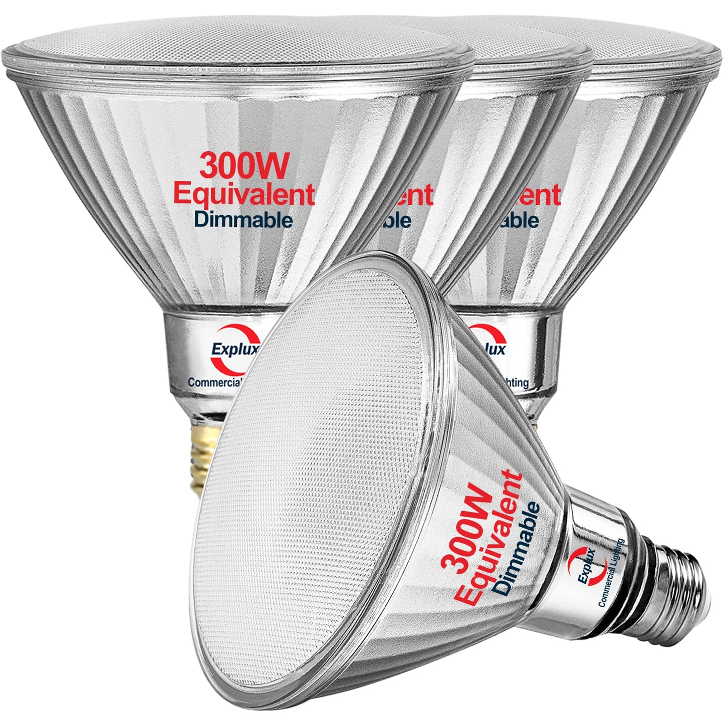 Explux 300 Watt Equivalent Par38 Led Flood Light Bulbs  Ultra Bright 2900 Lumens  Dimmable  Full-Glass Outdoor Waterproof & Anti-Ageing  2700K Soft White Spotlight  4-Pack