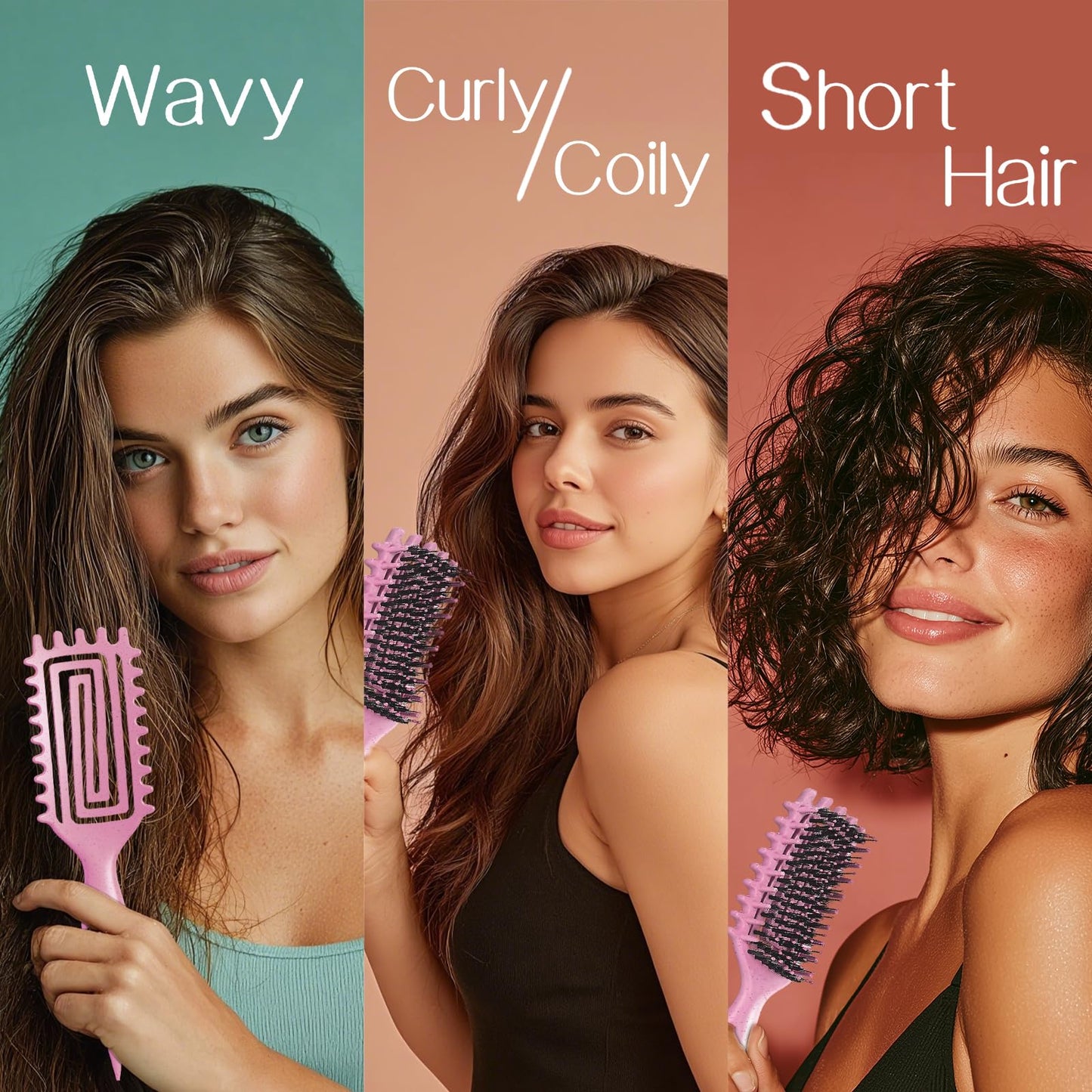 Curly Hair Brush,Curl Defining Brush for Effortlessly Defined Curls & Waves,Vented Hair Brush for Wet & Dry Hair,Women and Men,R