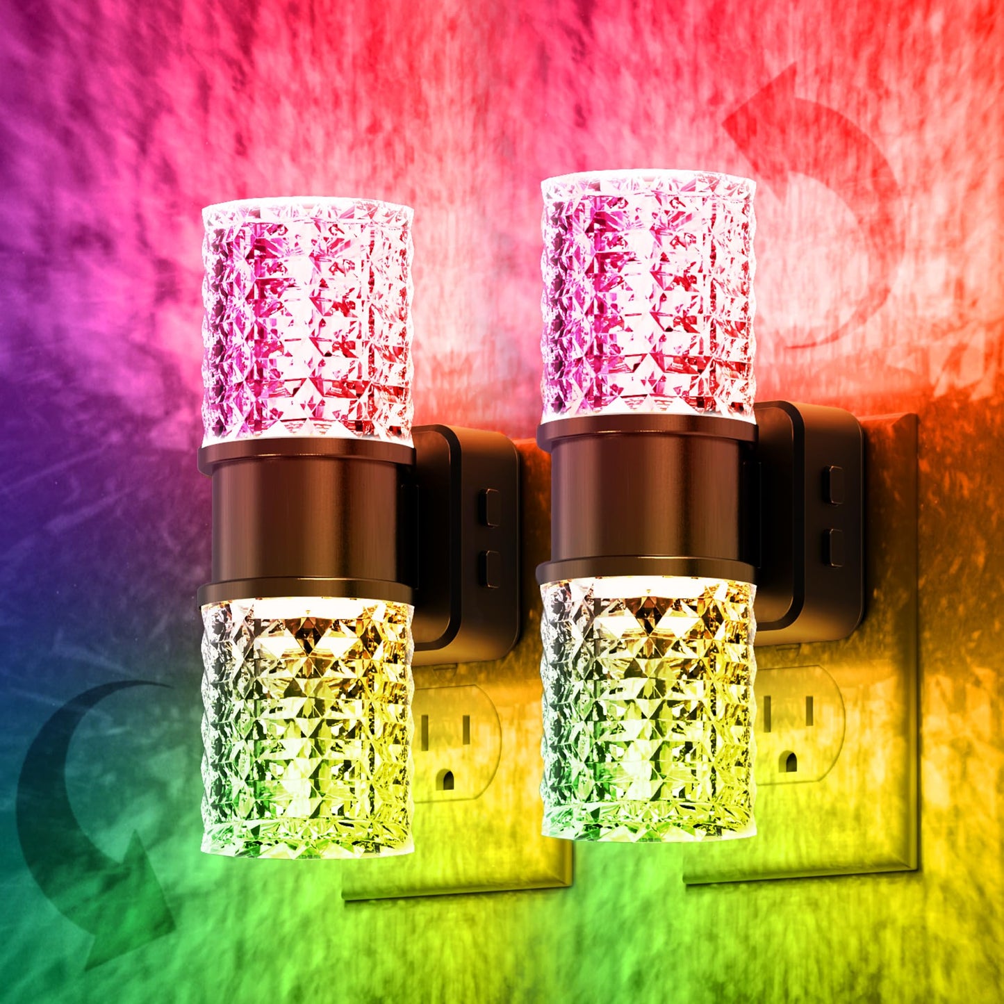 L Lohas Led Night Light  Night Lights Plug Into Wall  2 Pack 10-Color Rgb Change Nightlights 10/50/100Lm Adjustable Automatic Nightlights Plug In With Dusk To Dawn Sensor For Room Bathroom Hallway