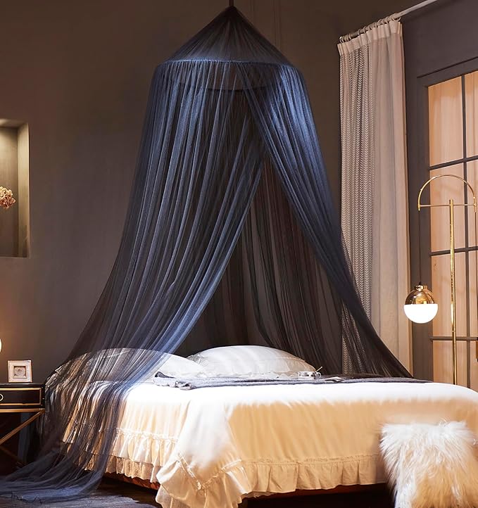 Mengersi Bed Canopy Mosquito Net,Canopy Bed Curtains for Twin Full Queen King Size Bed,Dome Mosquito Netting Bed Tent for Indoor Outdoor,Kid Bed and Adult Beds-Black