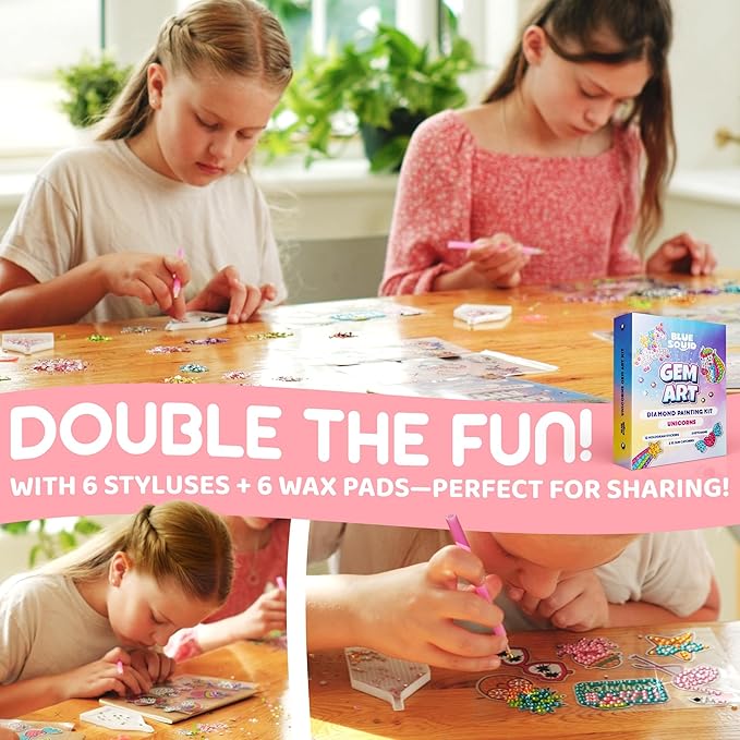 Blue Squid Diamond Art Kits for Kids – Mermaid, Unicorn & Under The Sea - Fun & Easy DIY 5D Gem Art Kids Diamond Painting Kit - Arts & Crafts Kit, Girls, Boys Ages 6-12